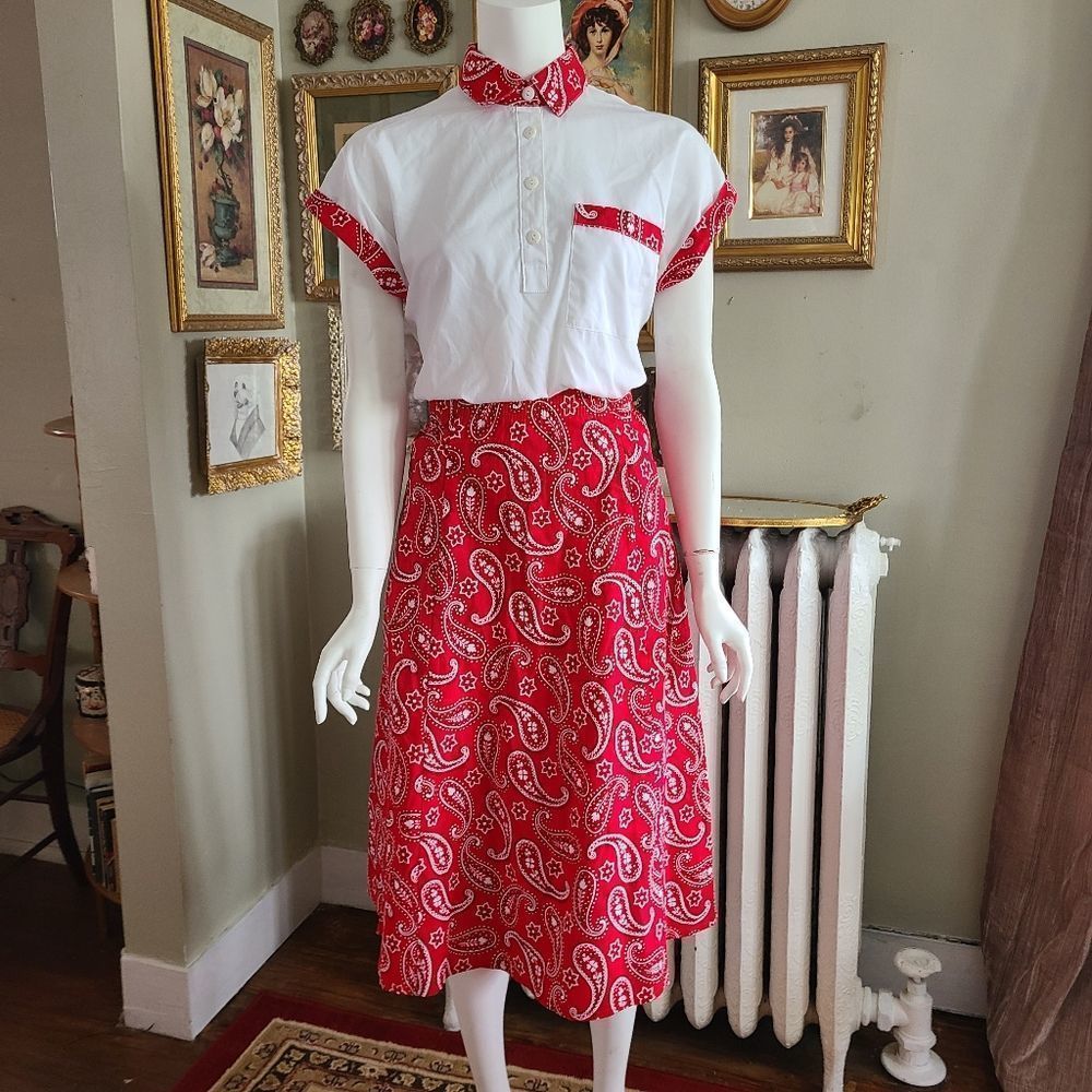 Vintage 2pc Paisley Skirt Set